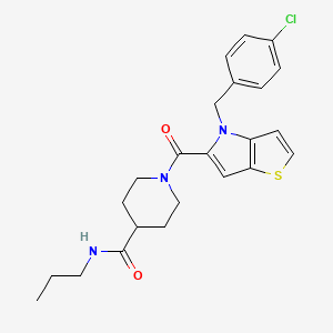 molecular formula C23H26ClN3O2S B11409205 1-{4-[(4-Chlorophenyl)methyl]-4H-thieno[3,2-B]pyrrole-5-carbonyl}-N-propylpiperidine-4-carboxamide 