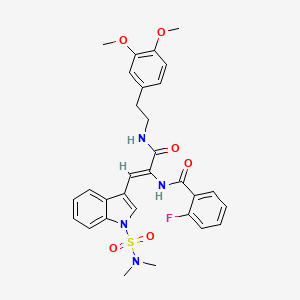 N-{(1Z)-3-{[2-(3,4-dimethoxyphenyl)ethyl]amino}-1-[1-(dimethylsulfamoyl)-1H-indol-3-yl]-3-oxoprop-1-en-2-yl}-2-fluorobenzamide