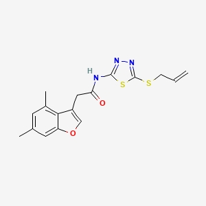 molecular formula C17H17N3O2S2 B11409300 2-(4,6-dimethyl-1-benzofuran-3-yl)-N-[5-(prop-2-en-1-ylsulfanyl)-1,3,4-thiadiazol-2-yl]acetamide 