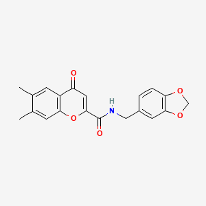 N-(1,3-benzodioxol-5-ylmethyl)-6,7-dimethyl-4-oxo-4H-chromene-2-carboxamide