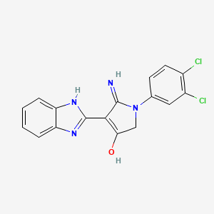 molecular formula C17H12Cl2N4O B11409316 5-amino-4-(1H-benzimidazol-2-yl)-1-(3,4-dichlorophenyl)-1,2-dihydro-3H-pyrrol-3-one 