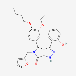 molecular formula C28H29N3O5 B11409333 4-(4-butoxy-3-ethoxyphenyl)-5-(furan-2-ylmethyl)-3-(2-hydroxyphenyl)-4,5-dihydropyrrolo[3,4-c]pyrazol-6(1H)-one 