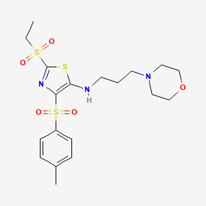 molecular formula C19H27N3O5S3 B11409336 2-(ethylsulfonyl)-4-[(4-methylphenyl)sulfonyl]-N-[3-(morpholin-4-yl)propyl]-1,3-thiazol-5-amine 