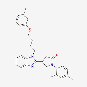 molecular formula C30H33N3O2 B11409337 1-(2,4-dimethylphenyl)-4-{1-[4-(3-methylphenoxy)butyl]-1H-benzimidazol-2-yl}pyrrolidin-2-one 