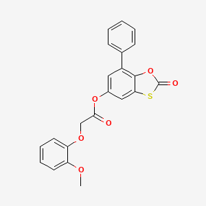 molecular formula C22H16O6S B11409406 2-Oxo-7-phenyl-1,3-benzoxathiol-5-yl (2-methoxyphenoxy)acetate 