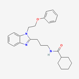 molecular formula C25H31N3O2 B11409449 N-{3-[1-(2-phenoxyethyl)-1H-benzimidazol-2-yl]propyl}cyclohexanecarboxamide 