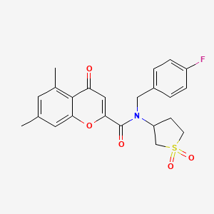 molecular formula C23H22FNO5S B11409450 N-(1,1-dioxidotetrahydrothiophen-3-yl)-N-(4-fluorobenzyl)-5,7-dimethyl-4-oxo-4H-chromene-2-carboxamide 