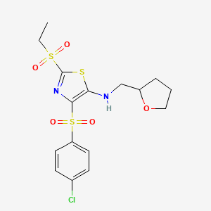 molecular formula C16H19ClN2O5S3 B11409477 4-[(4-chlorophenyl)sulfonyl]-2-(ethylsulfonyl)-N-(tetrahydrofuran-2-ylmethyl)-1,3-thiazol-5-amine 