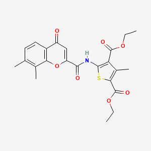 molecular formula C23H23NO7S B11409481 diethyl 5-{[(7,8-dimethyl-4-oxo-4H-chromen-2-yl)carbonyl]amino}-3-methylthiophene-2,4-dicarboxylate 