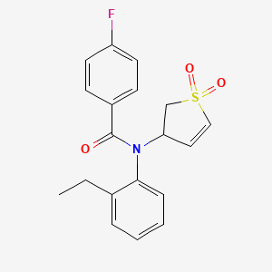 molecular formula C19H18FNO3S B11409556 N-(1,1-dioxido-2,3-dihydrothiophen-3-yl)-N-(2-ethylphenyl)-4-fluorobenzamide 