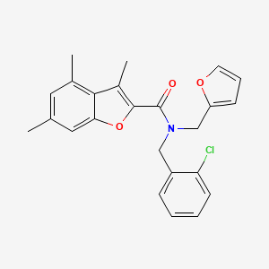 molecular formula C24H22ClNO3 B11409558 N-(2-chlorobenzyl)-N-(furan-2-ylmethyl)-3,4,6-trimethyl-1-benzofuran-2-carboxamide 