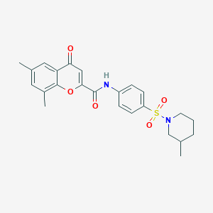 molecular formula C24H26N2O5S B11409560 6,8-dimethyl-N-{4-[(3-methylpiperidin-1-yl)sulfonyl]phenyl}-4-oxo-4H-chromene-2-carboxamide 