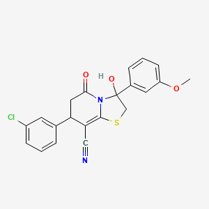 molecular formula C21H17ClN2O3S B11409566 7-(3-chlorophenyl)-3-hydroxy-3-(3-methoxyphenyl)-5-oxo-2,3,6,7-tetrahydro-5H-[1,3]thiazolo[3,2-a]pyridine-8-carbonitrile 