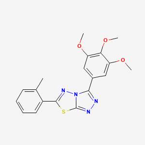 molecular formula C19H18N4O3S B11409582 6-(2-Methylphenyl)-3-(3,4,5-trimethoxyphenyl)-[1,2,4]triazolo[3,4-b][1,3,4]thiadiazole CAS No. 843620-92-8