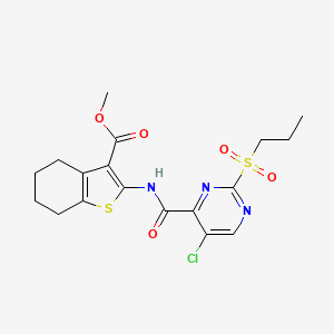 molecular formula C18H20ClN3O5S2 B11409607 Methyl 2-({[5-chloro-2-(propylsulfonyl)pyrimidin-4-yl]carbonyl}amino)-4,5,6,7-tetrahydro-1-benzothiophene-3-carboxylate 