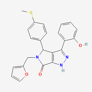 molecular formula C23H19N3O3S B11409626 5-(furan-2-ylmethyl)-3-(2-hydroxyphenyl)-4-[4-(methylsulfanyl)phenyl]-4,5-dihydropyrrolo[3,4-c]pyrazol-6(2H)-one 