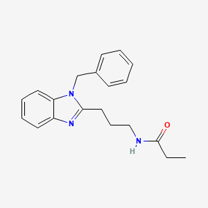 molecular formula C20H23N3O B11409632 N-[3-(1-benzyl-1H-benzimidazol-2-yl)propyl]propanamide 