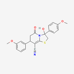 3-hydroxy-7-(3-methoxyphenyl)-3-(4-methoxyphenyl)-5-oxo-2,3,6,7-tetrahydro-5H-[1,3]thiazolo[3,2-a]pyridine-8-carbonitrile