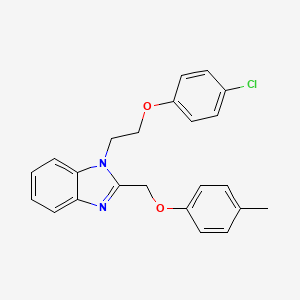 molecular formula C23H21ClN2O2 B11409646 1-[2-(4-chlorophenoxy)ethyl]-2-[(4-methylphenoxy)methyl]-1H-benzimidazole 