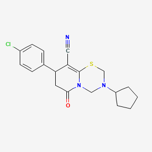 molecular formula C19H20ClN3OS B11409665 8-(4-chlorophenyl)-3-cyclopentyl-6-oxo-3,4,7,8-tetrahydro-2H,6H-pyrido[2,1-b][1,3,5]thiadiazine-9-carbonitrile 