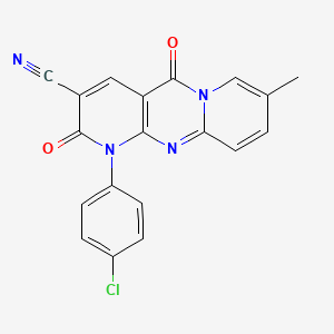 7-(4-chlorophenyl)-13-methyl-2,6-dioxo-1,7,9-triazatricyclo[8.4.0.03,8]tetradeca-3(8),4,9,11,13-pentaene-5-carbonitrile