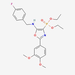 molecular formula C22H26FN2O6P B11409698 Diethyl [2-(3,4-dimethoxyphenyl)-5-{[(4-fluorophenyl)methyl]amino}-1,3-oxazol-4-YL]phosphonate 