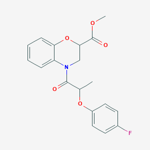 molecular formula C19H18FNO5 B11409704 methyl 4-[2-(4-fluorophenoxy)propanoyl]-3,4-dihydro-2H-1,4-benzoxazine-2-carboxylate 