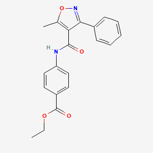 molecular formula C20H18N2O4 B11409712 Ethyl 4-(5-methyl-3-phenyl-1,2-oxazole-4-amido)benzoate 