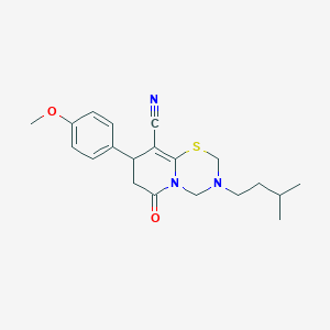 8-(4-methoxyphenyl)-3-(3-methylbutyl)-6-oxo-3,4,7,8-tetrahydro-2H,6H-pyrido[2,1-b][1,3,5]thiadiazine-9-carbonitrile