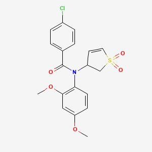 molecular formula C19H18ClNO5S B11409797 4-chloro-N-(2,4-dimethoxyphenyl)-N-(1,1-dioxido-2,3-dihydrothiophen-3-yl)benzamide 