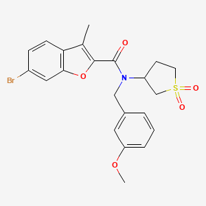 molecular formula C22H22BrNO5S B11409807 6-bromo-N-(1,1-dioxidotetrahydrothiophen-3-yl)-N-(3-methoxybenzyl)-3-methyl-1-benzofuran-2-carboxamide 