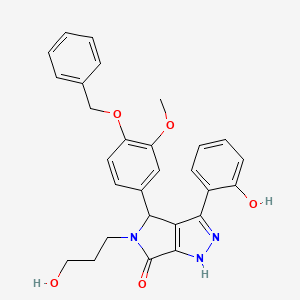 molecular formula C28H27N3O5 B11409817 4-[4-(benzyloxy)-3-methoxyphenyl]-3-(2-hydroxyphenyl)-5-(3-hydroxypropyl)-4,5-dihydropyrrolo[3,4-c]pyrazol-6(1H)-one 