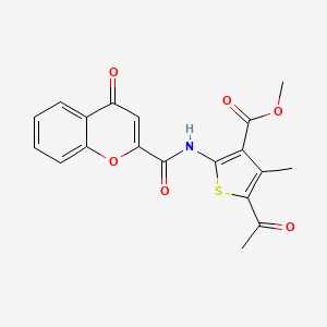 molecular formula C19H15NO6S B11409832 methyl 5-acetyl-4-methyl-2-{[(4-oxo-4H-chromen-2-yl)carbonyl]amino}thiophene-3-carboxylate 