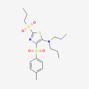 molecular formula C19H28N2O4S3 B11409852 4-[(4-methylphenyl)sulfonyl]-N,N-dipropyl-2-(propylsulfonyl)-1,3-thiazol-5-amine 