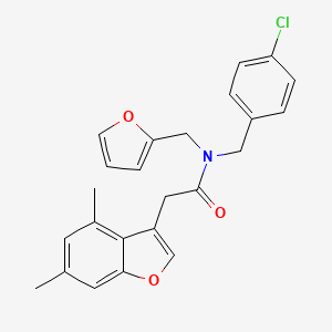 molecular formula C24H22ClNO3 B11409857 N-(4-chlorobenzyl)-2-(4,6-dimethyl-1-benzofuran-3-yl)-N-(furan-2-ylmethyl)acetamide 