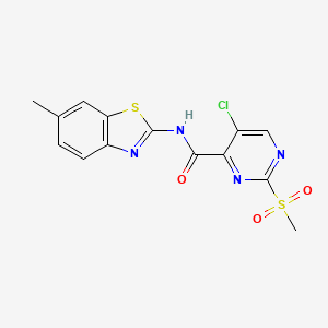 molecular formula C14H11ClN4O3S2 B11409870 5-chloro-N-(6-methyl-1,3-benzothiazol-2-yl)-2-(methylsulfonyl)pyrimidine-4-carboxamide 