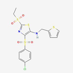 molecular formula C16H15ClN2O4S4 B11409871 4-(4-chlorobenzenesulfonyl)-2-(ethanesulfonyl)-N-[(thiophen-2-yl)methyl]-1,3-thiazol-5-amine 