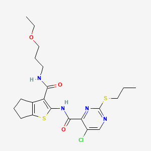 5-chloro-N-{3-[(3-ethoxypropyl)carbamoyl]-5,6-dihydro-4H-cyclopenta[b]thiophen-2-yl}-2-(propylsulfanyl)pyrimidine-4-carboxamide