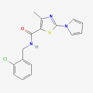 molecular formula C16H14ClN3OS B11409892 N-(2-chlorobenzyl)-4-methyl-2-(1H-pyrrol-1-yl)-1,3-thiazole-5-carboxamide 