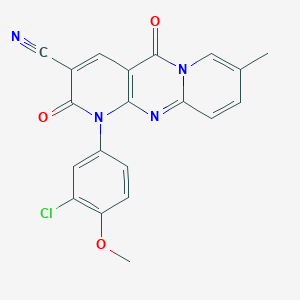 molecular formula C20H13ClN4O3 B11409914 7-(3-chloro-4-methoxyphenyl)-13-methyl-2,6-dioxo-1,7,9-triazatricyclo[8.4.0.03,8]tetradeca-3(8),4,9,11,13-pentaene-5-carbonitrile 