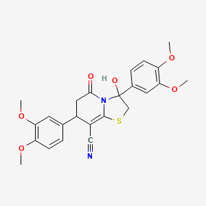 3,7-bis(3,4-dimethoxyphenyl)-3-hydroxy-5-oxo-2,3,6,7-tetrahydro-5H-[1,3]thiazolo[3,2-a]pyridine-8-carbonitrile