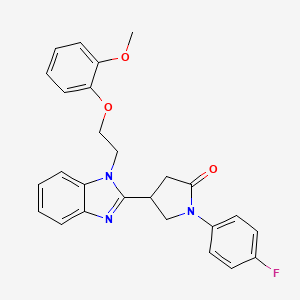 molecular formula C26H24FN3O3 B11409986 1-(4-fluorophenyl)-4-{1-[2-(2-methoxyphenoxy)ethyl]-1H-benzimidazol-2-yl}pyrrolidin-2-one 