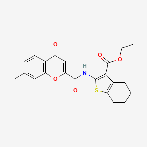 molecular formula C22H21NO5S B11410025 ethyl 2-{[(7-methyl-4-oxo-4H-chromen-2-yl)carbonyl]amino}-4,5,6,7-tetrahydro-1-benzothiophene-3-carboxylate 