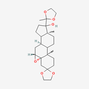 molecular formula C₂₅H₃₈O₆ B1141009 (5beta,6beta)-Epoxy-17alpha-hydroxy-pregnane-3,20-dione-3,20-bis(ethyleneketal) CAS No. 117898-52-9