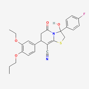 7-(3-ethoxy-4-propoxyphenyl)-3-(4-fluorophenyl)-3-hydroxy-5-oxo-2,3,6,7-tetrahydro-5H-[1,3]thiazolo[3,2-a]pyridine-8-carbonitrile