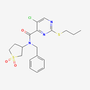 molecular formula C19H22ClN3O3S2 B11410137 N-benzyl-5-chloro-N-(1,1-dioxidotetrahydrothiophen-3-yl)-2-(propylsulfanyl)pyrimidine-4-carboxamide 