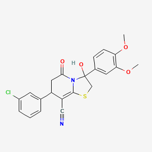 7-(3-chlorophenyl)-3-(3,4-dimethoxyphenyl)-3-hydroxy-5-oxo-2,3,6,7-tetrahydro-5H-[1,3]thiazolo[3,2-a]pyridine-8-carbonitrile