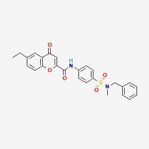 molecular formula C26H24N2O5S B11410271 N-{4-[benzyl(methyl)sulfamoyl]phenyl}-6-ethyl-4-oxo-4H-chromene-2-carboxamide 