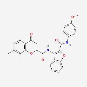 molecular formula C28H22N2O6 B11410297 N-{2-[(4-methoxyphenyl)carbamoyl]-1-benzofuran-3-yl}-7,8-dimethyl-4-oxo-4H-chromene-2-carboxamide 