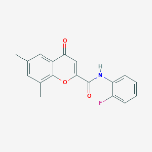 molecular formula C18H14FNO3 B11410331 N-(2-fluorophenyl)-6,8-dimethyl-4-oxo-4H-chromene-2-carboxamide 